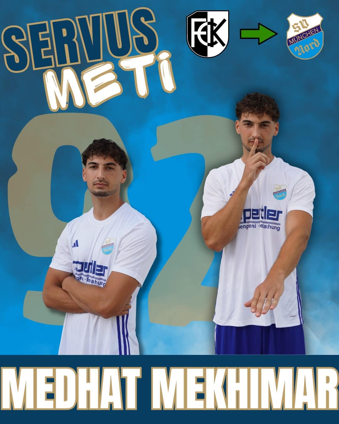 Vorstellungsgrafik von Neuzugang Medhat Mekhimar im Trikot des SV Nord München-Lerchenau.
